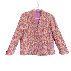Sigrid Olsen quilted floral one button blazer